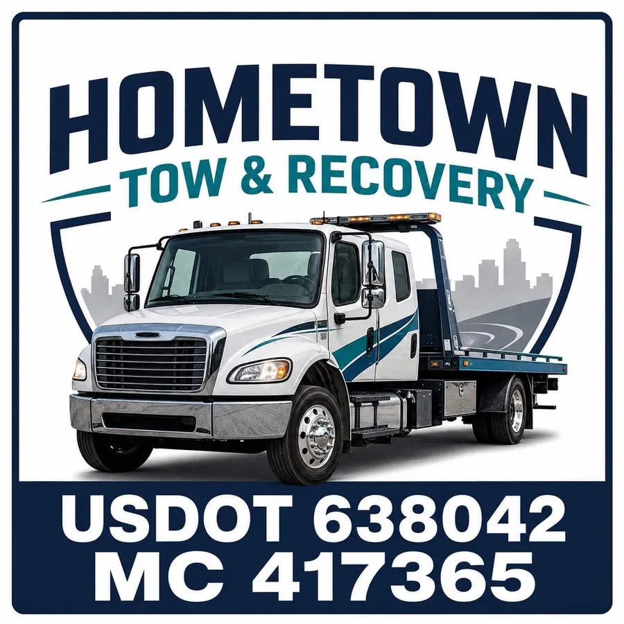 Hometown Tow Recovery Blue White City Tow Truck Door Decal Set: sample artwork