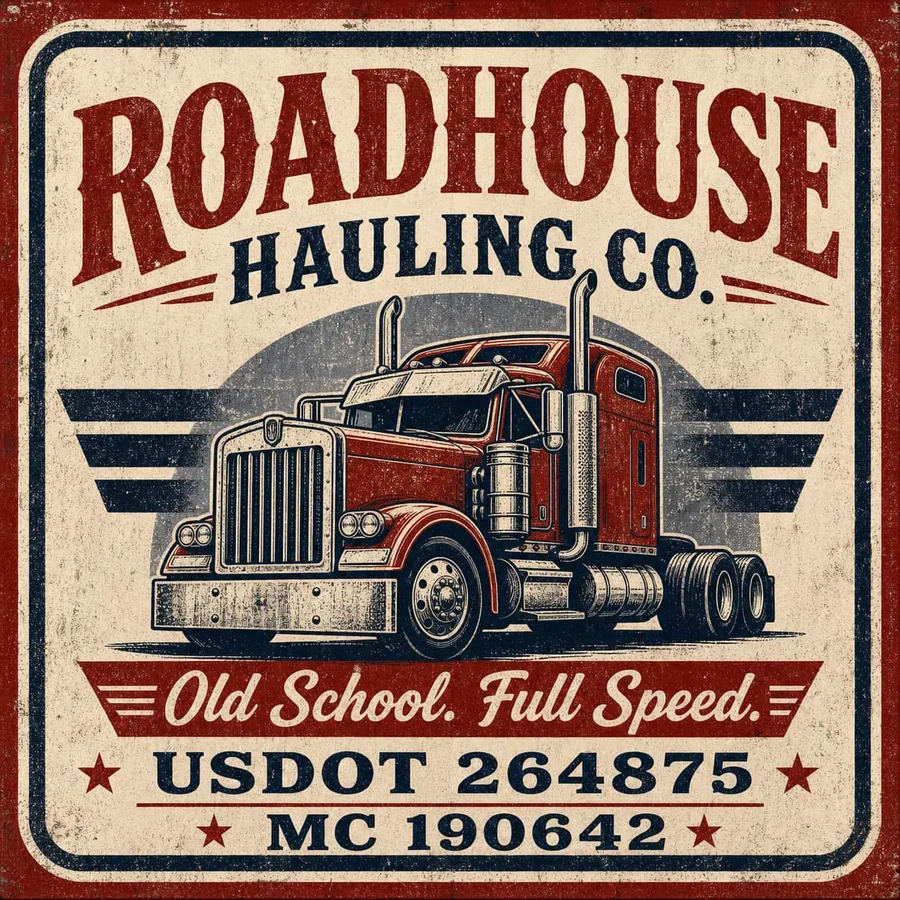 Roadhouse Hauling Vintage Retro Door Decal Set: sample artwork