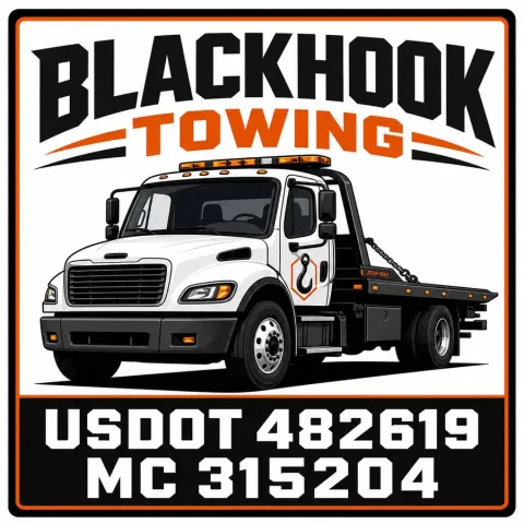 Blackhook Towing Black White Flatbed Tow Truck Door Decal Set design