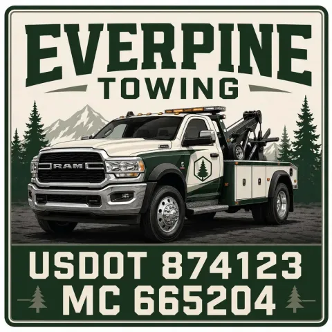 Everpine Towing Green Forest Tow Truck Door Decal Set design