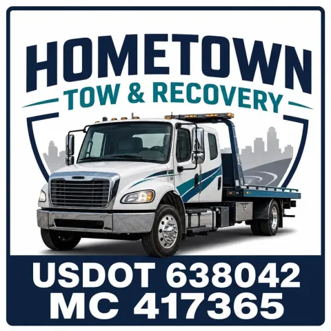 Hometown Tow Recovery Blue White City Tow Truck Door Decal Set design