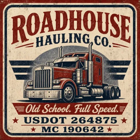 Roadhouse Hauling Vintage Retro Door Decal Set design