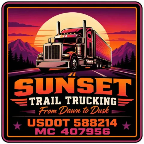 Trucking Door Decal Set: Sunset Trail Orange & Purple Scenic