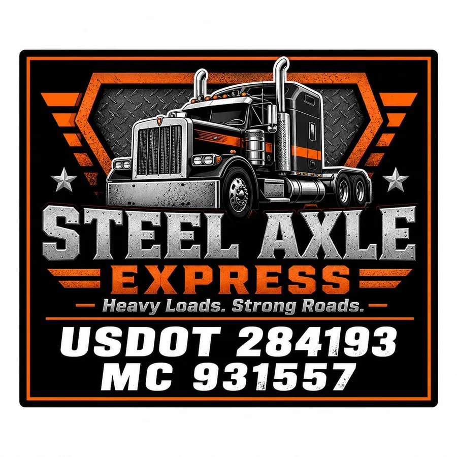 Steel Axle Orange & Black Industrial Door Decal Set: sample artwork
